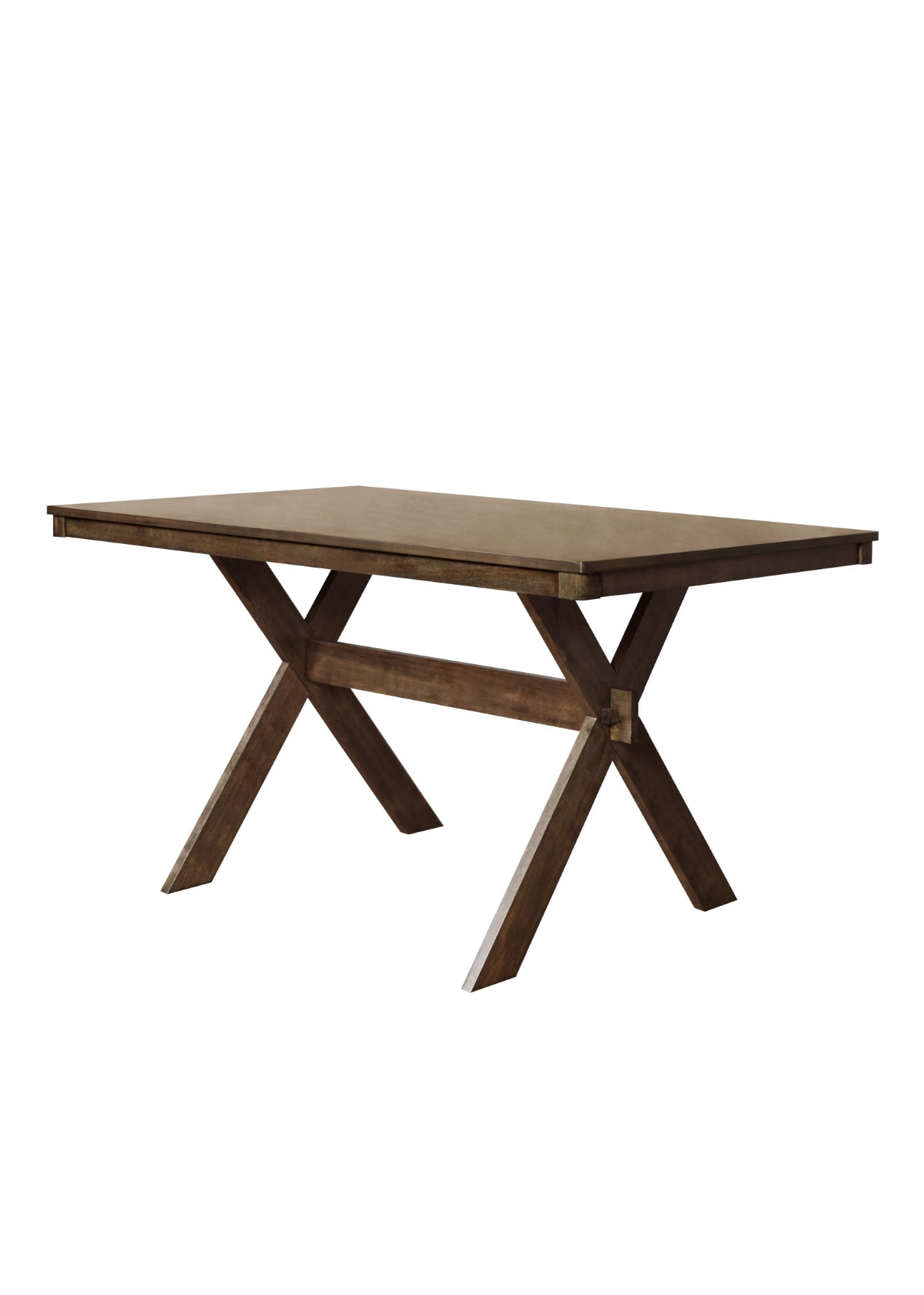 Home Design Oden Dining Table, Brown, Rectangular top, Split-top design, X-shaped base, Natural woodgrain finish, Rustic-modern style, Sturdy construction, Durable and stylish