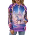 thumbnail image 4 of Magical Unicorn in Fantasy Garden Men's Women Vintage 3D Hooded Sweatshirt - All-Season Loose Fit Streetwear, 4 of 6