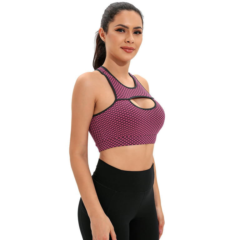 FOCUSSEXY Sports Bra for Women, Sexy Cutout Crop Workout Tops for Women  with Removable Padded Cups Training Yoga Active Bra