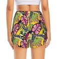 thumbnail image 3 of Picia Colrful Tropical Leaves Pattern Women's 2 in 1 Athletic Running Shorts High Waisted Workout Casual Gym Sweat Shorts with Comfy Liner Zipper Pockets-Large, 3 of 9
