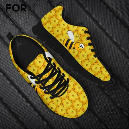 

Cute Yellow Bee Animal Printed Women Sneakers Casual Flats Spring/Summer Ladies Air Mesh Comfortable Waking Shoes