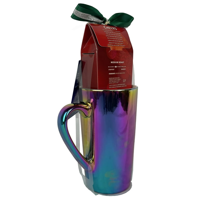 Starbucks Holographic Seasonal Latte Mug with 2.5oz Holiday Blend Ground  Coffee Gift Set