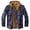 Navy, variant on WREESH Fashion Winter Jacket Men'S Casual Able Checkered Printed Design Button Pockets Fleece Long Sleeved Fake Two-Piece Hooded Jacket Sky Blue