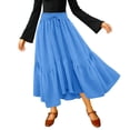 thumbnail image 3 of QATAINLAV Long Skirts for Women Drawstring Elastic High Waist A Line Skirt Summer Boho Flowy Tiered Skirt Beach Clothes Blue L, 3 of 7