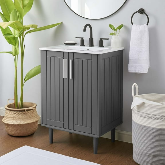 Modway Augusta 24" Bathroom Vanity in Gray White