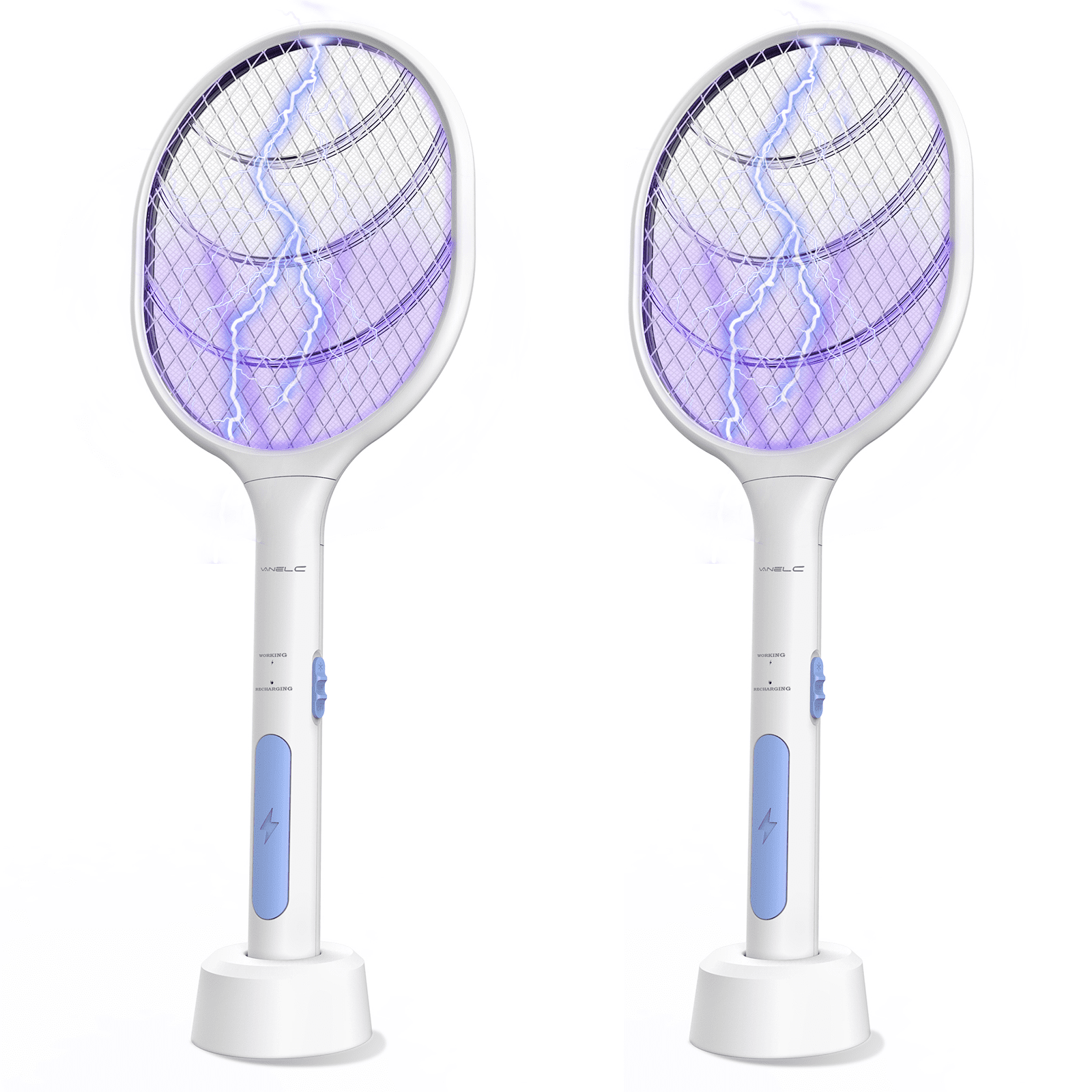 Bright LED Light to Zap in The Dark 4000 Volt Rechargeable Via USB Unique 3-Layer Safety Mesh Thats Safe to Touch Fly Killer and Bug Zapper Racket Electric Mosquito 