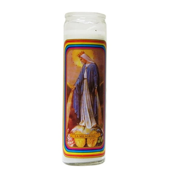 Bougie en Verre Blanc-Vierge Marie