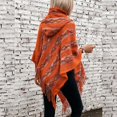 thumbnail image 4 of Women's Striped Knit Capes Ponchos Hooded Pullover Sweater Shawl with Tassels, 4 of 21