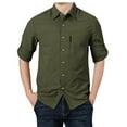thumbnail image 3 of Yyeselk Men's Hiking Shirts Lightweight Quick Dry Long Sleeve Button Down Lapel Zipper Pocket Cargo Shirt Sun Protection 50 Outdoor Fishing Shirt Green XL, 3 of 4