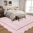 thumbnail image 3 of Garvee 10'x13' Scalloped Area Rugs Modern Bordered Rug, Washable Rugs Non-Slip Rugs Indoor Carpet for Living Room Bedroom Home Office, Pink, 3 of 9