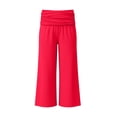 thumbnail image 5 of Girls Pants Foldable Waist Pleated Yoga Pure Color Wide Leg Loose Comfort Bottoms, 5 of 7