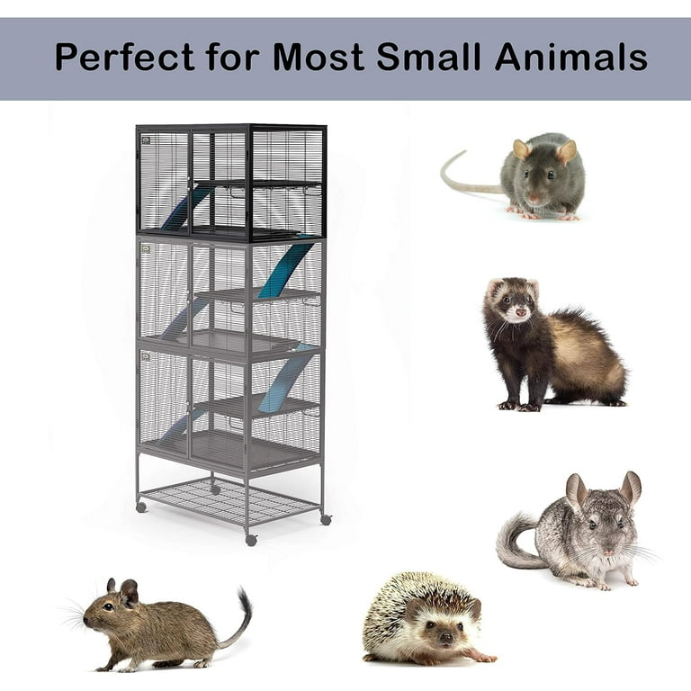 Deluxe Critter Nation Single Unit Small Animal Cage Model 161 Includes 1 Leak Proof Pans 1 Shelf 1 Ramps w Ramp Cover 4 locking Wheel Casters Measures 36 L x 25 W x 38.5 H