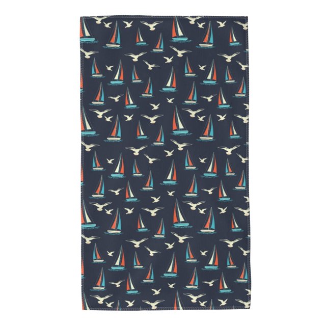 Fotbe Sailboat And Seagull Toalla Premium con Patrón, Toalla de Microfibra de Secado Rápido, Ligera y Altamente Absorbente (27.5x16in), Ideal para Uso Diario