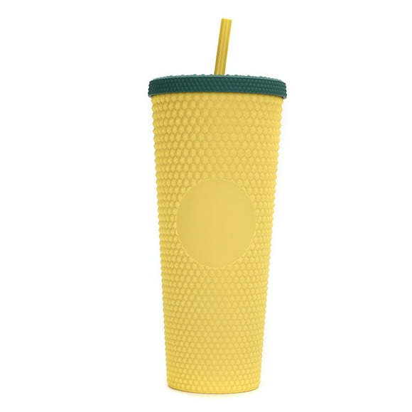 710ml Plastic Tumbler with Lid and Straw, Reusable Iced Coffee Cups Smoothie Cup