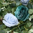 thumbnail image 3 of Waipfaru 2pcs Blue Flower Garland, 6ft Artificial Eucalyptus Garland with Blue Roses, Fake Rose Floral Greenery Garland for Wedding Arch Table Wall Room Decor, 3 of 8