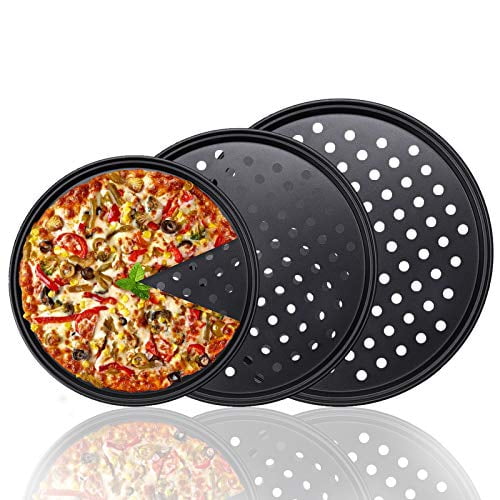 HomeMall 3 Pcs Pizza Crisper Trays, Pizza Pan with Holes for Oven, Non