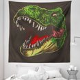 thumbnail image 1 of Dinosaur Tapestry, Aggressive Wild T-Rex Head Colorful Hand Drawn Style Jurassic Period, Fabric Wall Hanging Decor for Bedroom Living Room Dorm, 5 Sizes, Dark Brown Fern Green, by Ambesonne, 1 of 1