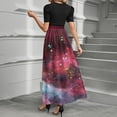 thumbnail image 4 of UoCefik Floral Dress For Women Wedding Guest Elegant Floral Print Short Sleeve Dresses Tie Belted Flowy Sundress Cocktail Summer Long Dress Red XL, 4 of 4