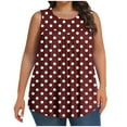 thumbnail image 2 of Frostluinai Women's Plus Size Tanks with Polka Dot Print Sleeveless Crew Neck Pleated Shirts Cute Graphic Tunic Tanks Loose Fit Tanks, 2 of 6
