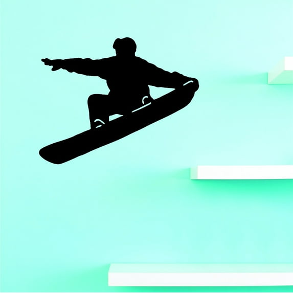 Snowboarding Performing Tricks Girl Boy Silhouette Sports Vinyl Wall Decal Sticker ? 20x40 Inches