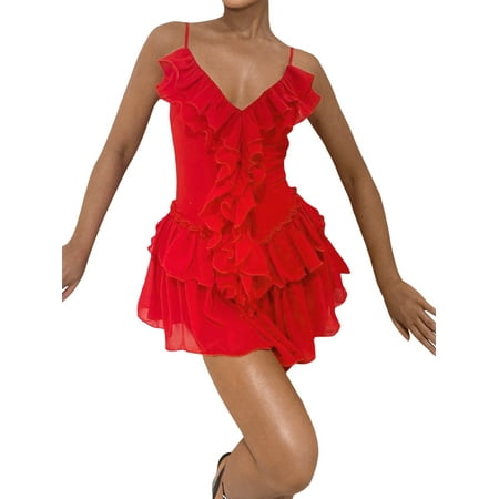 

One opening Women s Cami Bodysuits Sleeveless Spaghetti Strap V Neck Ruffle Playsuit Leotard Tops