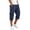 24# Navy, variant on Mens 3/4 Length Cargo Capri Pants Drawstring Elastic Waist Summer Lightweight Casual Outdoor Hiking Athletic Cropped Trousers Dark Gray S