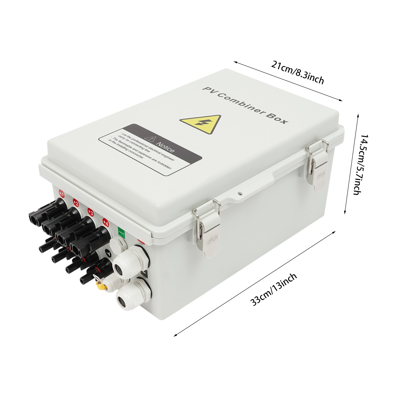 Solar Combiner Box PV Combiner 63A Circuit Breaker 4 String for Solar Panel Kit