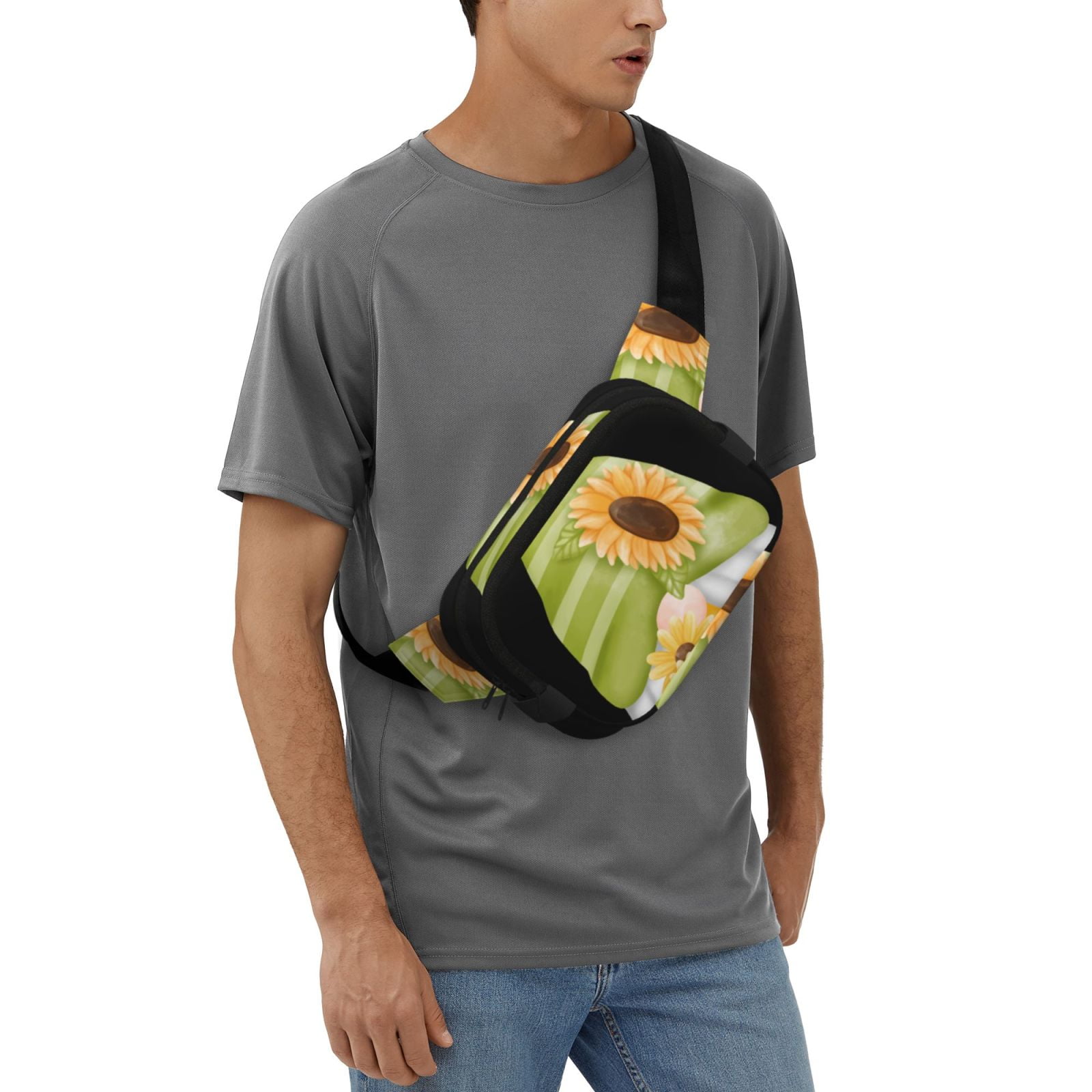 Picia Sunflower Gnomes Print Square Double-Layer Waist Bag Mini Adjustable Waist Belt Bag Exercise Running Travel Hiking