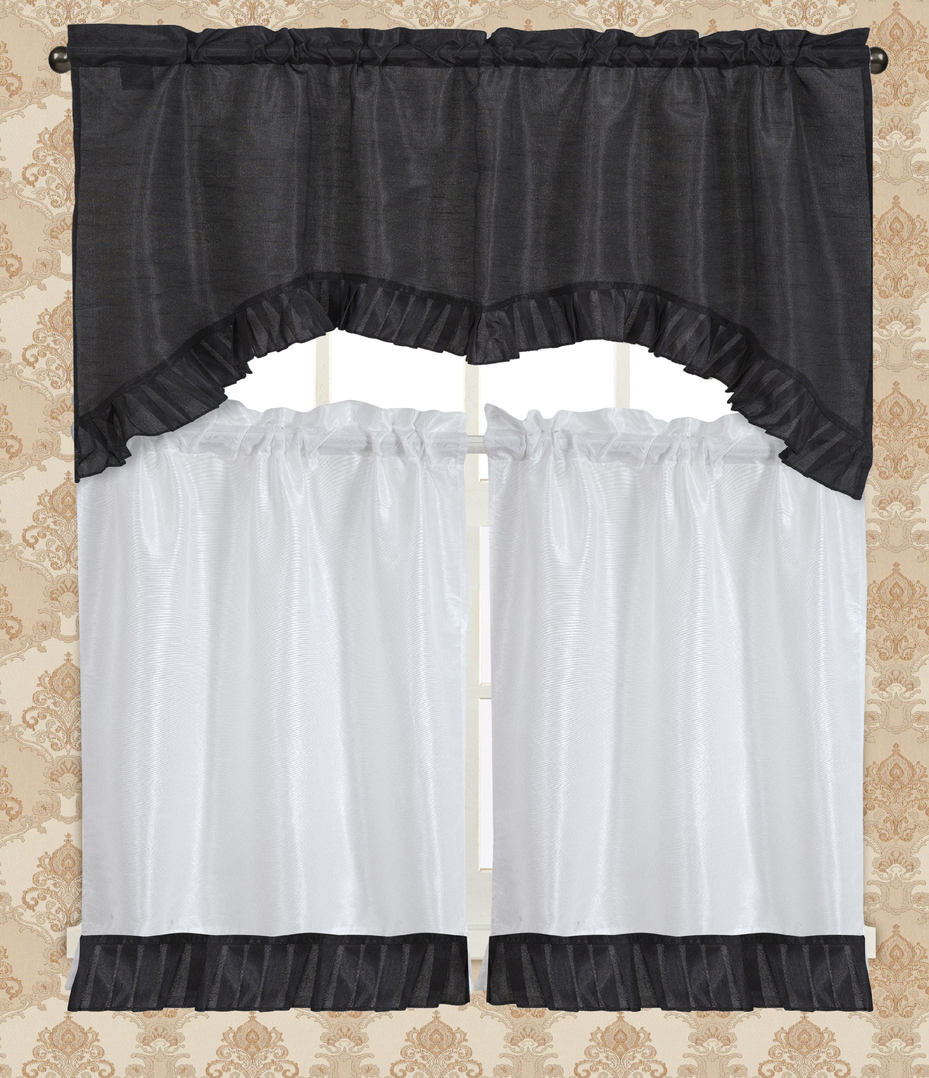 Bermuda Ruffle Kitchen Curtain Tier Set Walmart Com