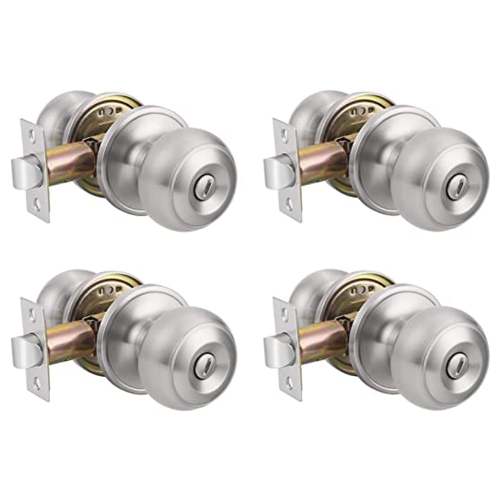 Skycarper 4PACK Keyed Alike Entry Door Knobs, Exterior Interior
