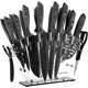 thumbnail image 1 of Juego de cuchillos de cocina con bloque, todo en uno, 19 piezas de cuchillos afilados de acero inoxidable con alto contenido de carbono para carne, cuchillos de chef, cuchillos para pan, tijeras,, 1 of 7