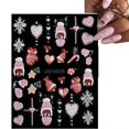 thumbnail image 2 of Pegatinas navideñas 5D en relieve para uñas, autoadhesivas, con diseño de copos de nieve y Papá Noel, ideales para manicura navideña DIY (rosa)., 2 of 5