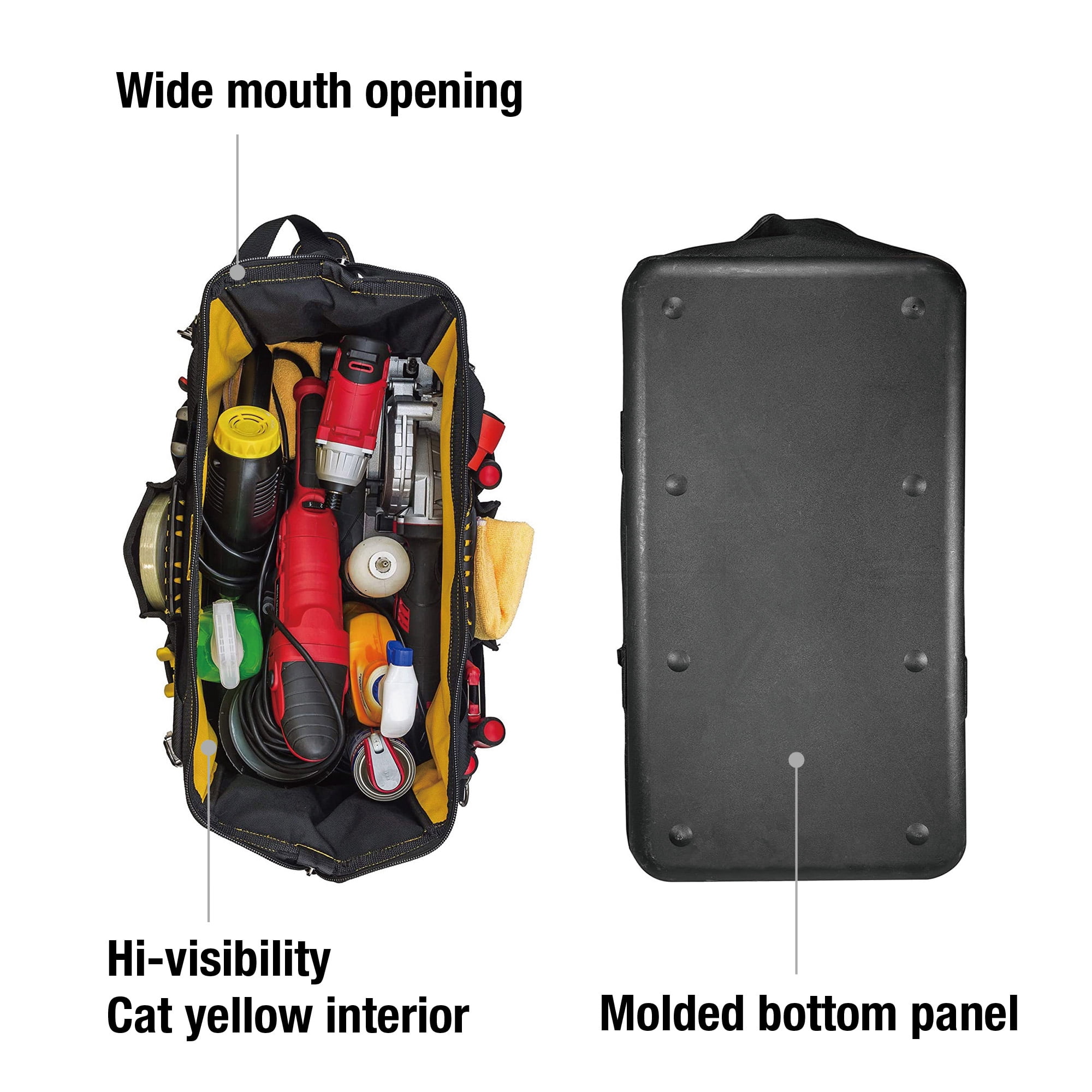 Cat 240173 Cat 240173 20 in. Tech Widemouth Tool Bag 12 Pocket Heavy Duty 1200D Polyester