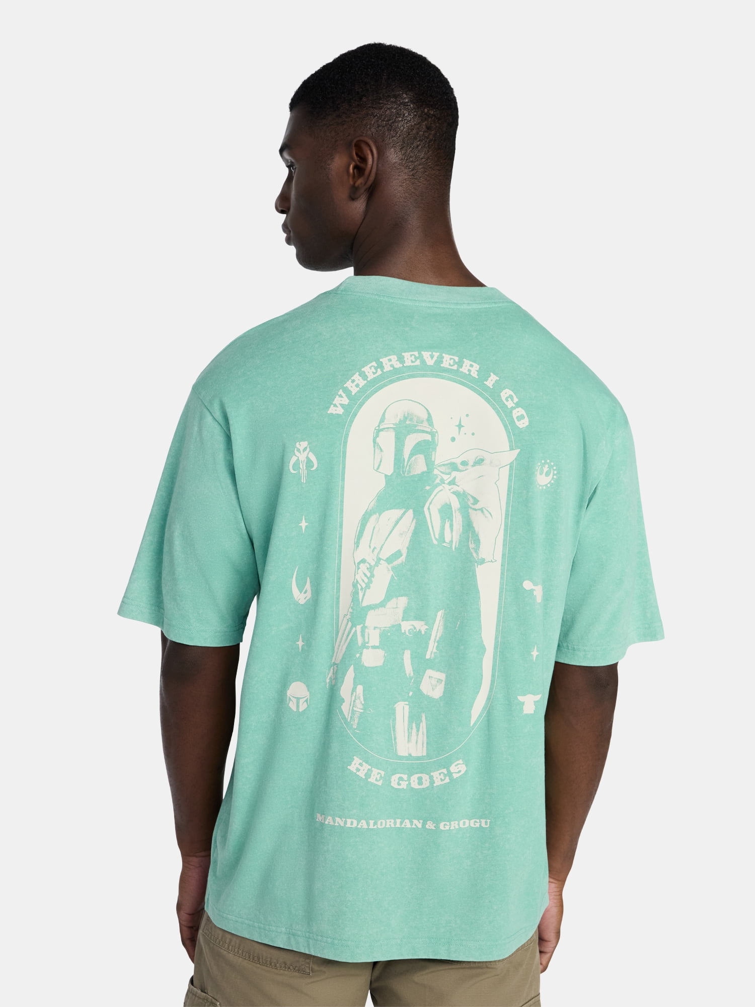 The Mandalorian Men's and Big Men's Front Back Graphic Tee with Short Sleeves, Sizes S-3XL