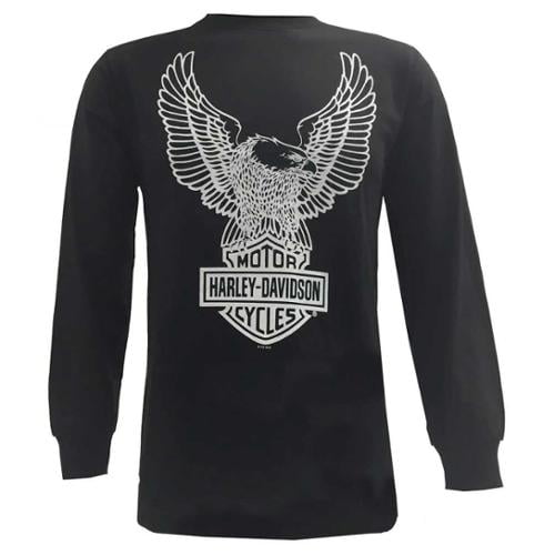 Harley-Davidson Mens Eagle Piston Long Sleeve Crew Shirt Black 30299947