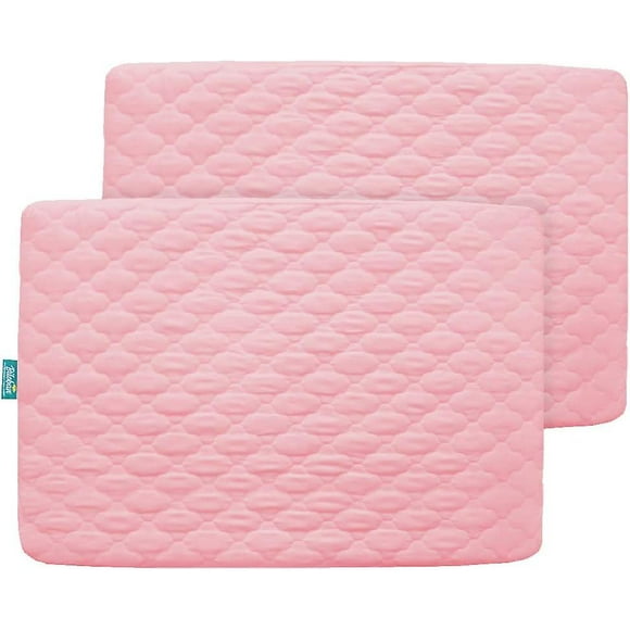 Sheet For Pack N Play Quilted 2 Pack, 39" X 27" Waterproof Mini Crib Mattress Pad Protector, Premium Playard/playpen Mattress Sheet Cover, Pink