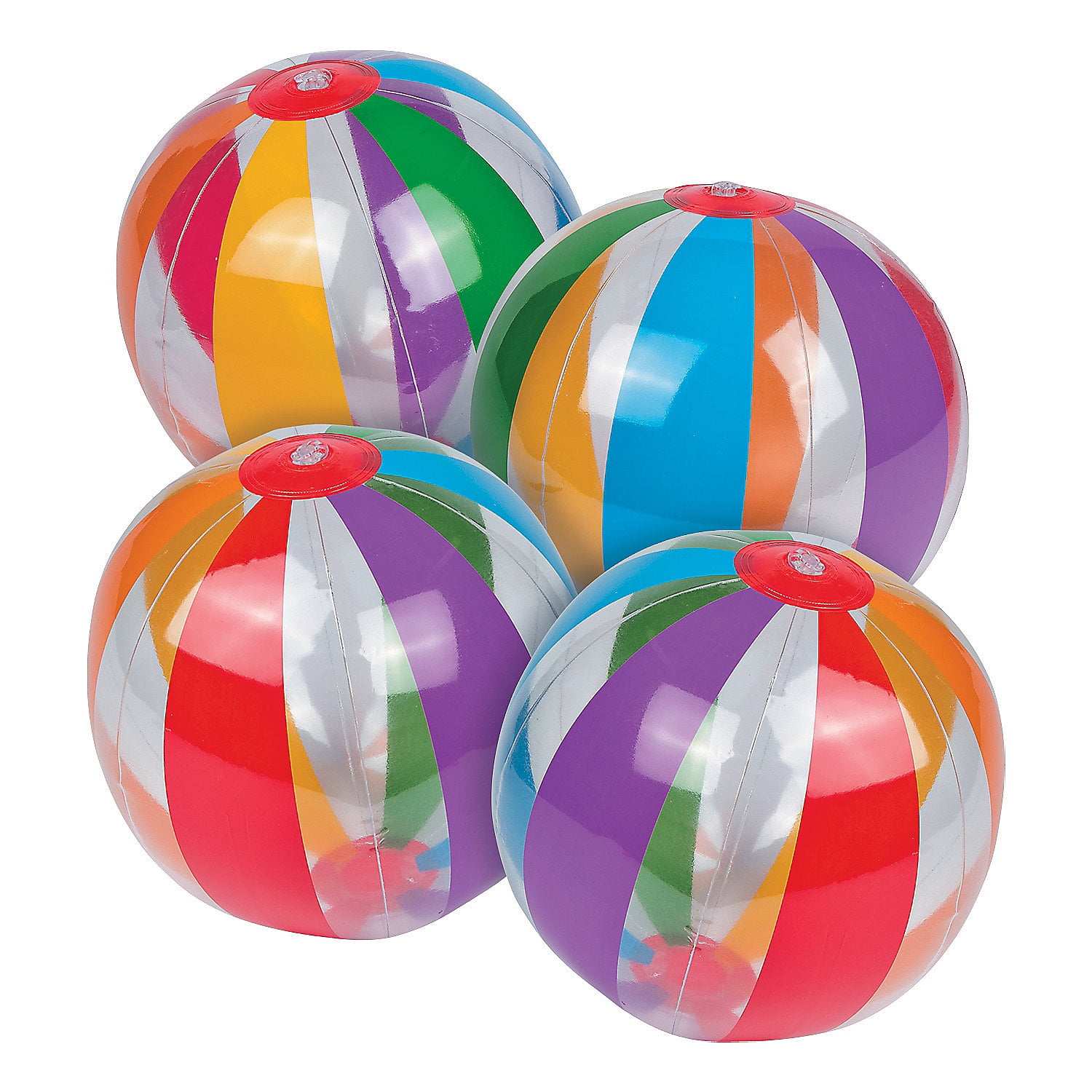 Clear Rainbow Beach Balls (11') - Party Favors - 12 Pieces