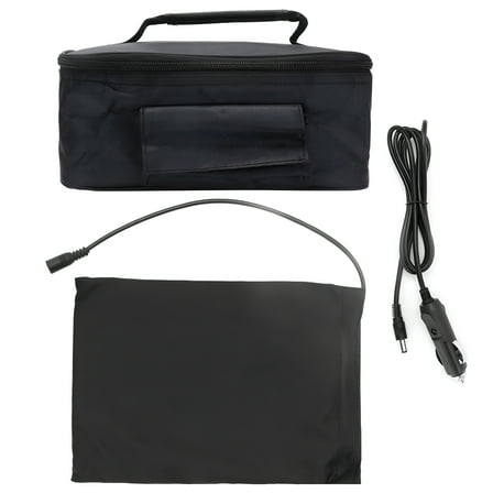 HIBIBUD 12V Portable Mini Car Microwave Oven,Quick Heating,Travel Picnic Box,Camping Food Cooking,Black