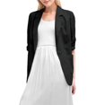 thumbnail image 2 of Chaqueta de Trabajo Informal Ligera para Mujer, con Solapa, Mangas Cuartos, Plisada Elástica, Forrada y Bolsillos Negro L, 2 of 9