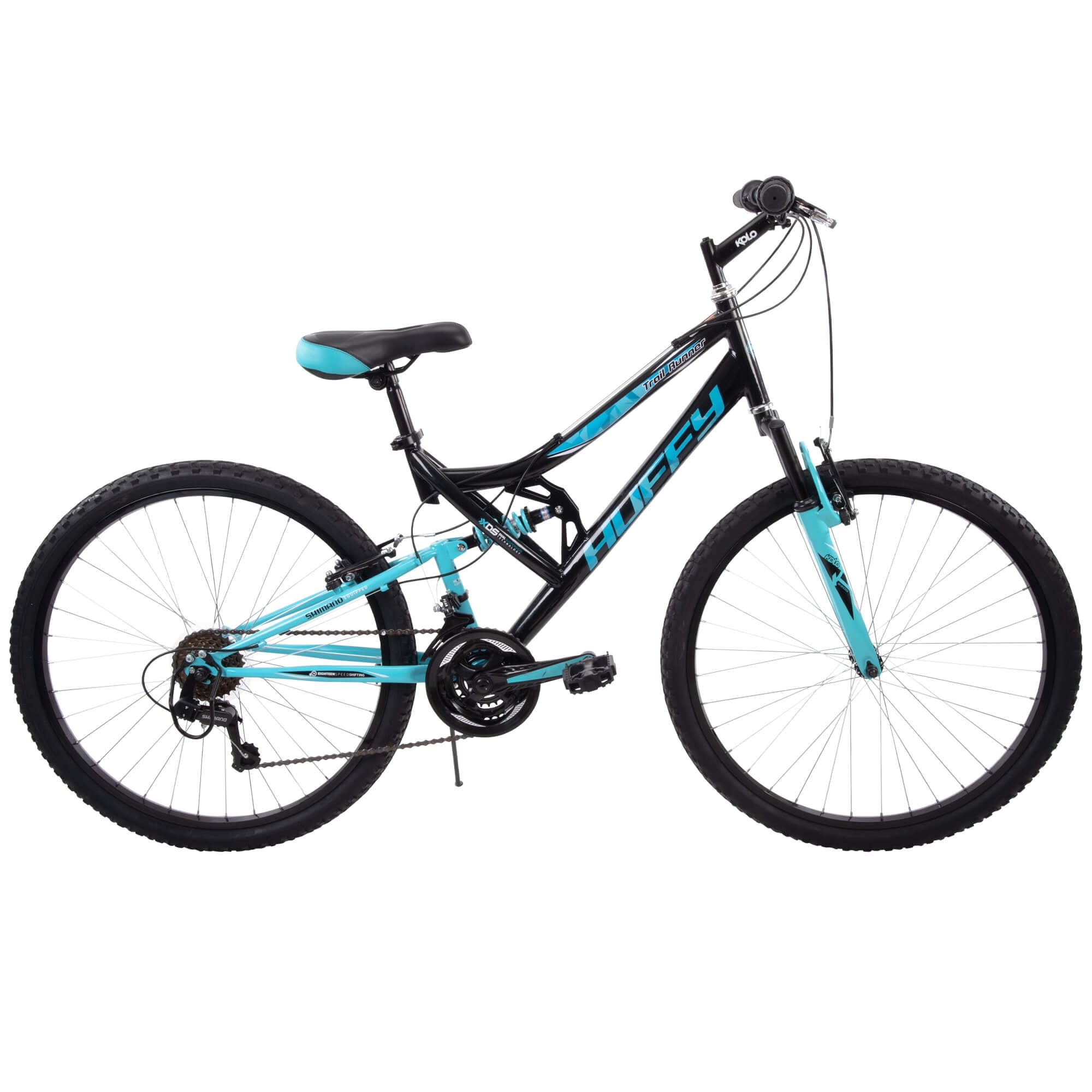 Huffy 26" Trail Runner Mountain Bike, Fits Riders 60”+, Black/Teal, Adult, Women's