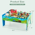thumbnail image 6 of OLAKIDS Train Table, 80 Pieces Wooden Kids Activity Toy Table Playset with Reversible Detachable Tabletop, Tracks, Train, Railway, City, Gift for Toddler Boys Girls Ages 3+, 6 of 9