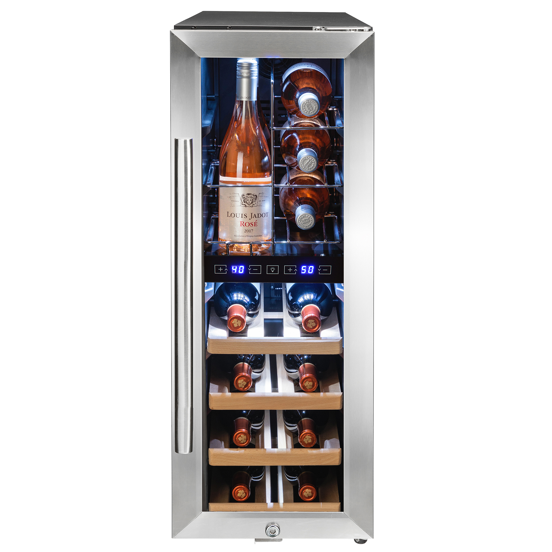 AKDY 16 Bottle Touch Panel Dual Zone Wire Shelves Freestanding