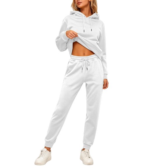 Dresfit Womens Sweatsuits 2026 Hooded Long Sleeve Sweatshirt & Drawstring Joggers Sets Fall Plus Size 2 Piece Outfits Baggy Loose Fit Matching Sweat Sets XL