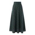 thumbnail image 4 of Skirt Casual High Waist Flowy Plaid Maxi Skirt Side Slit A Line Boho Long Skirt For Everyday Wear Versatile Outfits Army Green M, 4 of 6