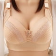 thumbnail image 3 of Bigersell Padded Strappy Sports Bras Women Embroidered Lace Comfortable Breathable Bra Underwear No Underwire Women's Plus Size Support Yoga Bra, Style 10486, Beige 38B, 3 of 9