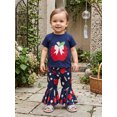 thumbnail image 4 of BemeyourBBs Toddler Baby Girl Back to School Outfit Kids Kindergarten Outfits Toddler Baby Girl Summer Clothes Short Sleeve Apple Embroidery TShirt Tops and Bell Bottom Flare Pants Set, 4 of 9