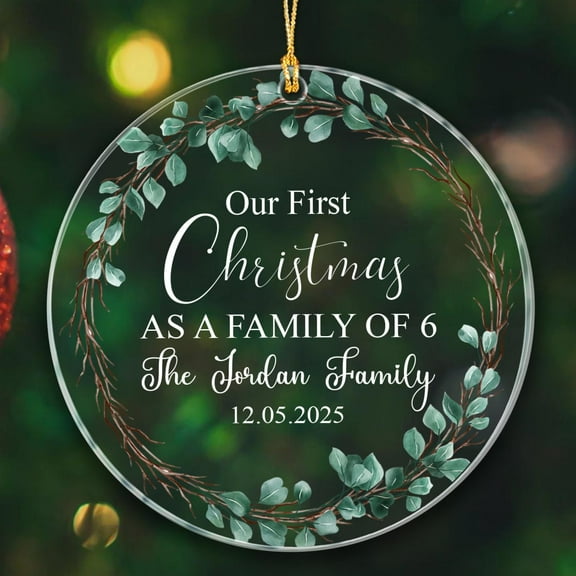 Our First Christmas As A Family of 6 Ornament, Personalized Cute Family of 6 Ornaments Christmas 2025, 1st Xmas Family of Six Decor Ornaments, Custom Date/Names Ornament Gift for Daddy Mommy Kids
