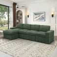 thumbnail image 2 of Aukfa Sectional Sofa, 138" Oversized Modular Couch with Ottoman for Living Room, Corduroy, Green, 2 of 12