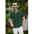 thumbnail image 3 of COOFANDY Men's Knit Button Down Shirt Vintage Short Sleeve Polo Shirts Casual Beach Tops, 3 of 6