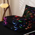 thumbnail image 5 of Manfei Neon Pet Paw Zipper Queen Comforter Set with Fitted Sheet and 2 Pillowcases, Cartoon Dog Footmark Zipper Bedding Set, Multicolor, Black Reversible, 4pcs, 5 of 7